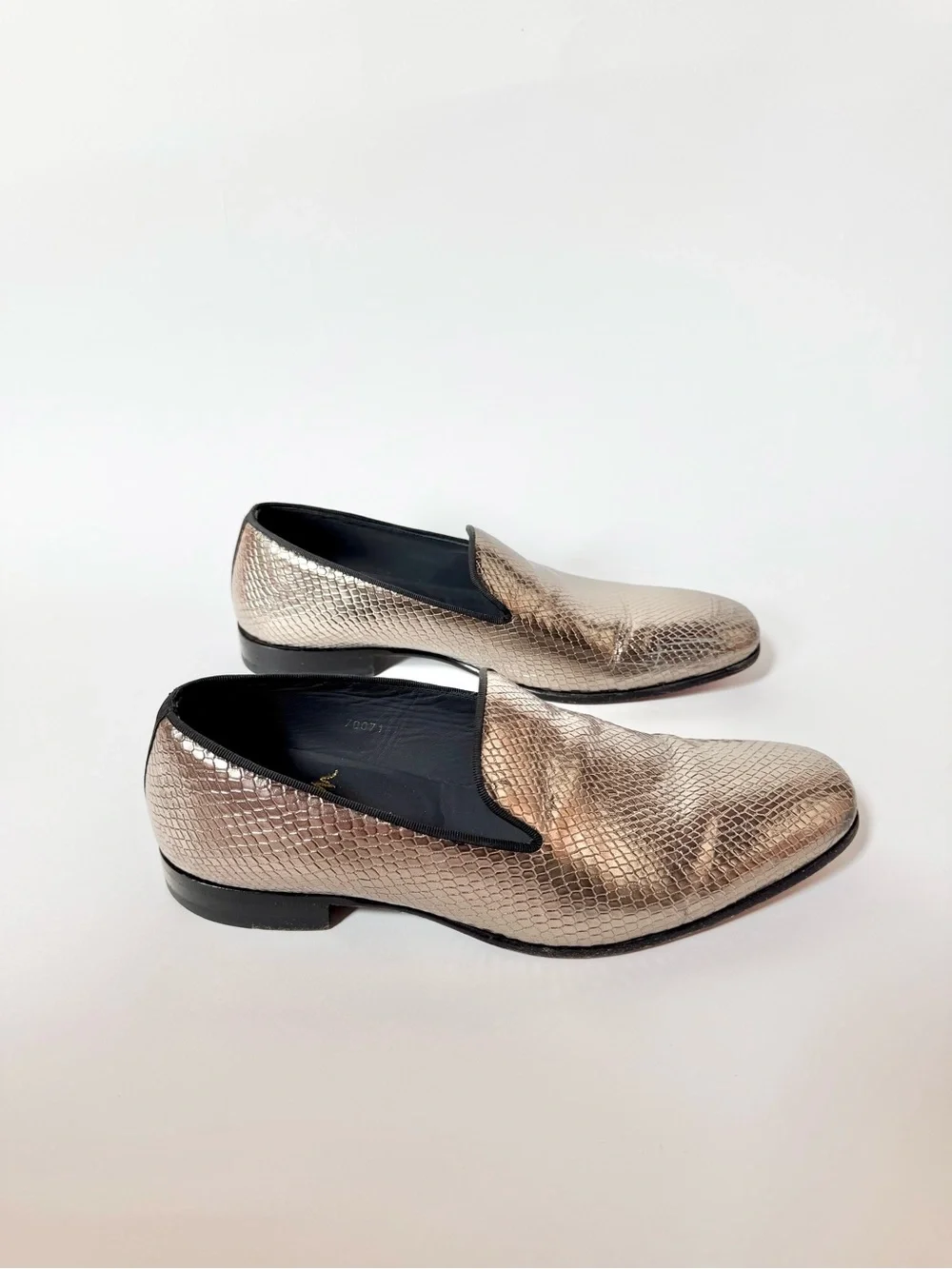 Mezlan Metallic Champagne Slip On Loafers